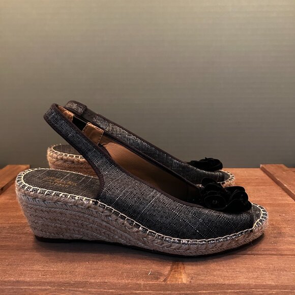 Clarks Artisan Womens Blue Leather Slingback Wedge Sandals Size 9.5M - Picture 4 of 7